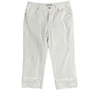 Chicos Platinum Womens Cropped Jeans Capris Size 0.5/6/S White Sequins Casual